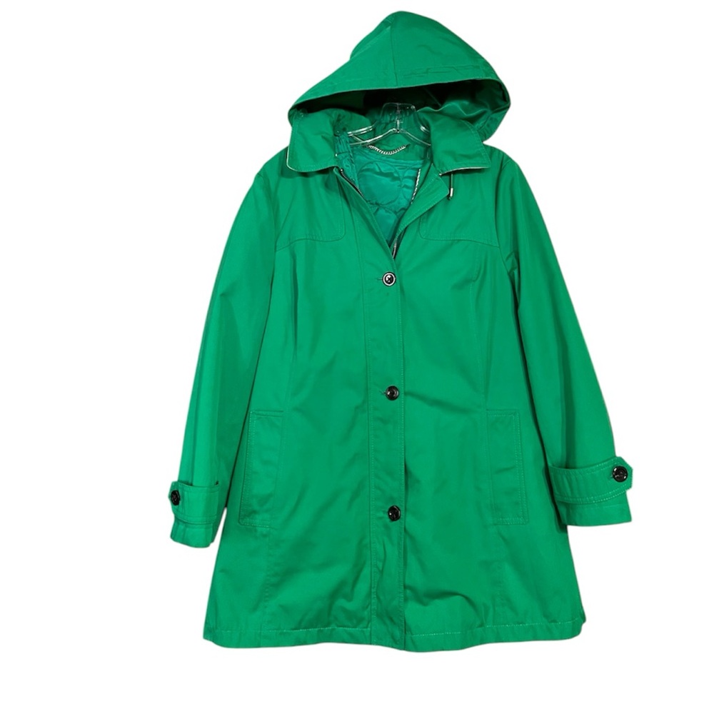 Land's End Kelly Green Zip In Liner Pea Coat Sz M 10-12 EUC